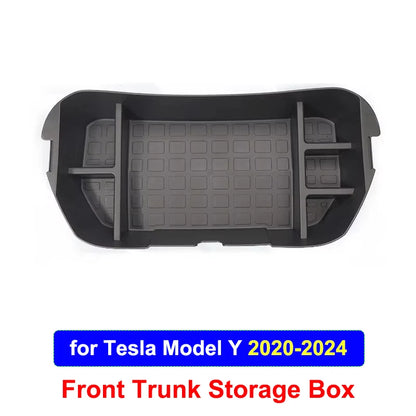 For Tesla Model Y Juniper 2021-2025 Launch Front&Rear Trunk Storage Box Double-Deck Luggage Frunk Organizer Box Dustproof Cargo