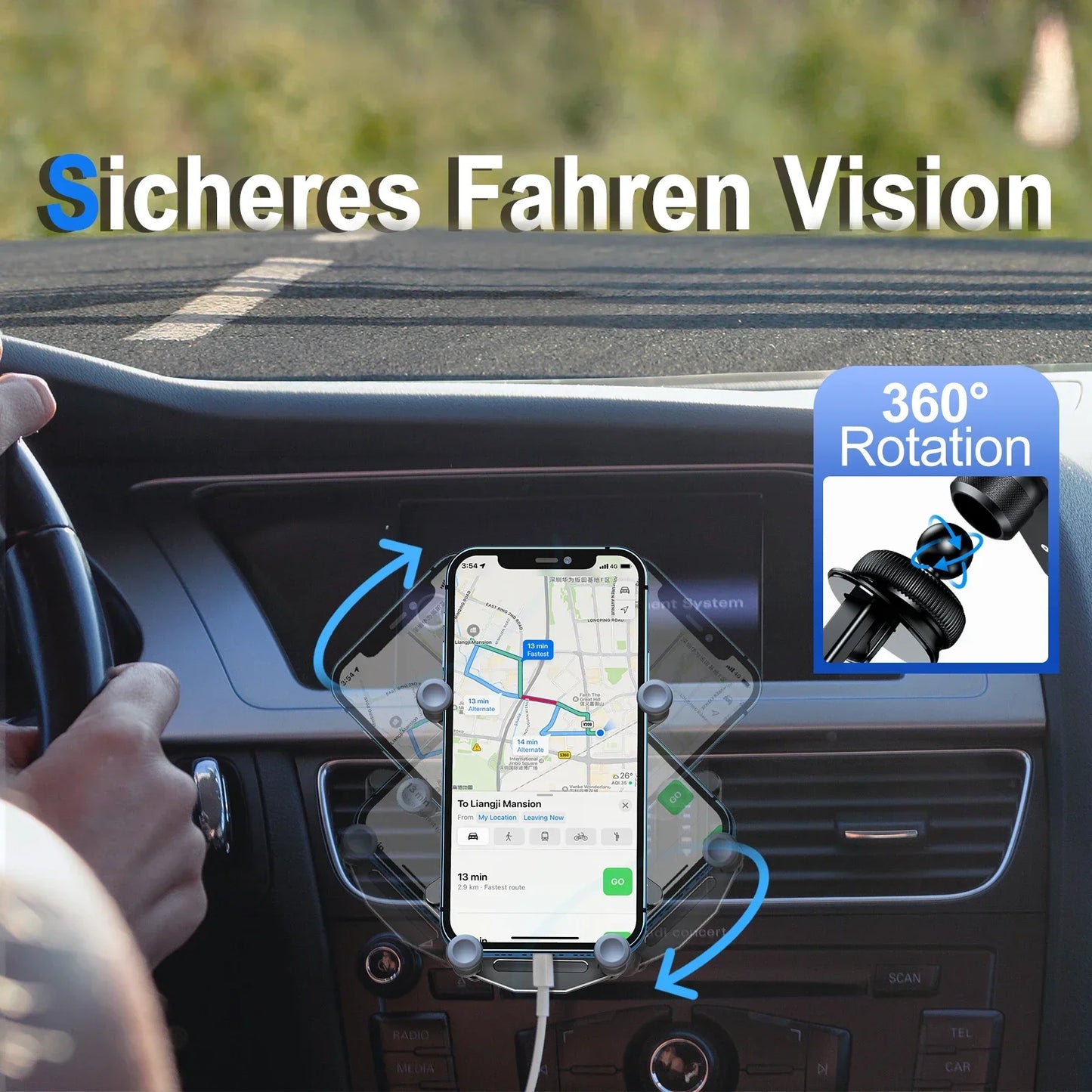 Eary Phone Holders for Your Car With Metal Hook Clip Air Vent Phone Stand Car Mount With 360°Rotating Fits for iPhone Samsung