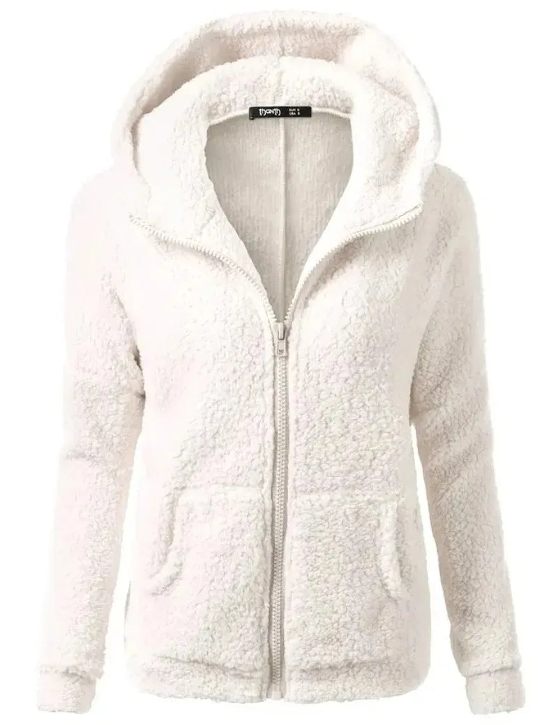 Autumn Winter Warm Jacket Women Hoodie Hooded 2025 Casual Female Hoodies Sweatershirt Zipper Coat Solid Soft Fleece Women Coat
