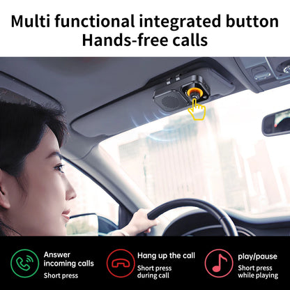 Bluetooth 5.4 Sun Visor Clip Handsfree Car Kit Wireless Audio Receiver MP3 Music Player Speakerphone with Button Support Siri