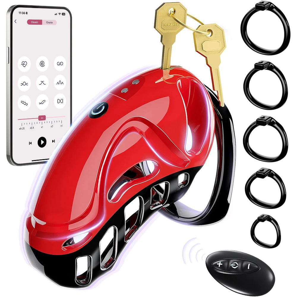 App Remote Control Vibrating Chastity Cage Male Chastity Devices Cock Cage 10 Vibrations Penis Cage Bondage Sex Toys for Men 18+
