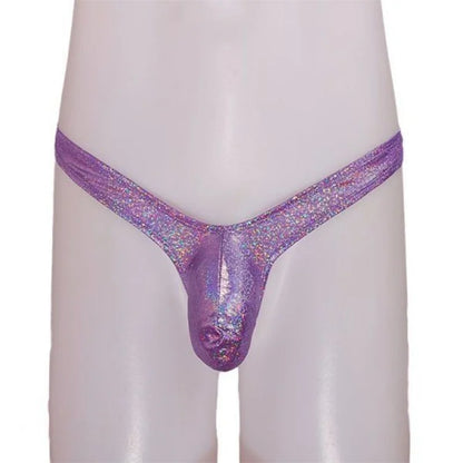 Laser Colorful Men's G-string Underwear Sexy Men's Briefs U Convex Male Underpants Low Waisted Thong Private Party club Panties
