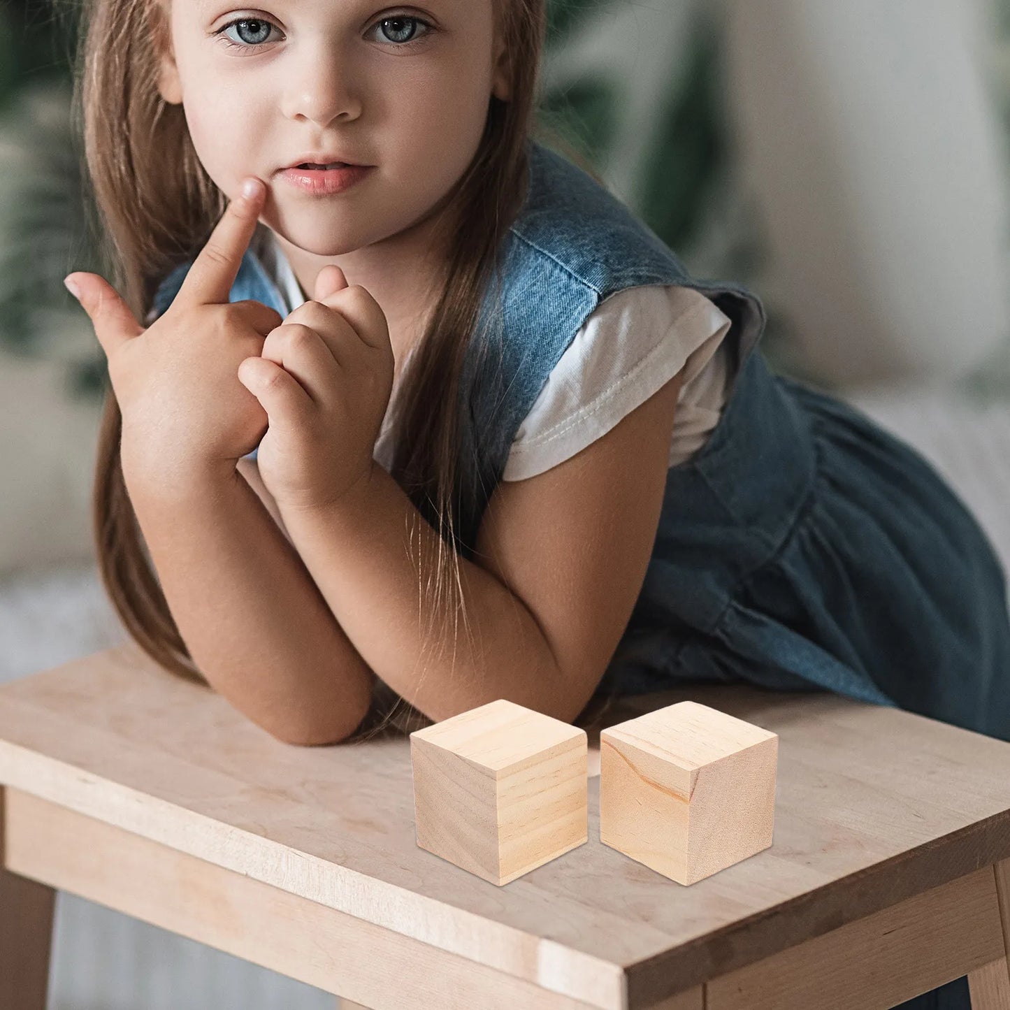 20Pcs Craft Wood Blocks Natural Solid Wood Squares 5Cm Blank Cubes for Painting Doodling Kids Learning Tools Family Interactive