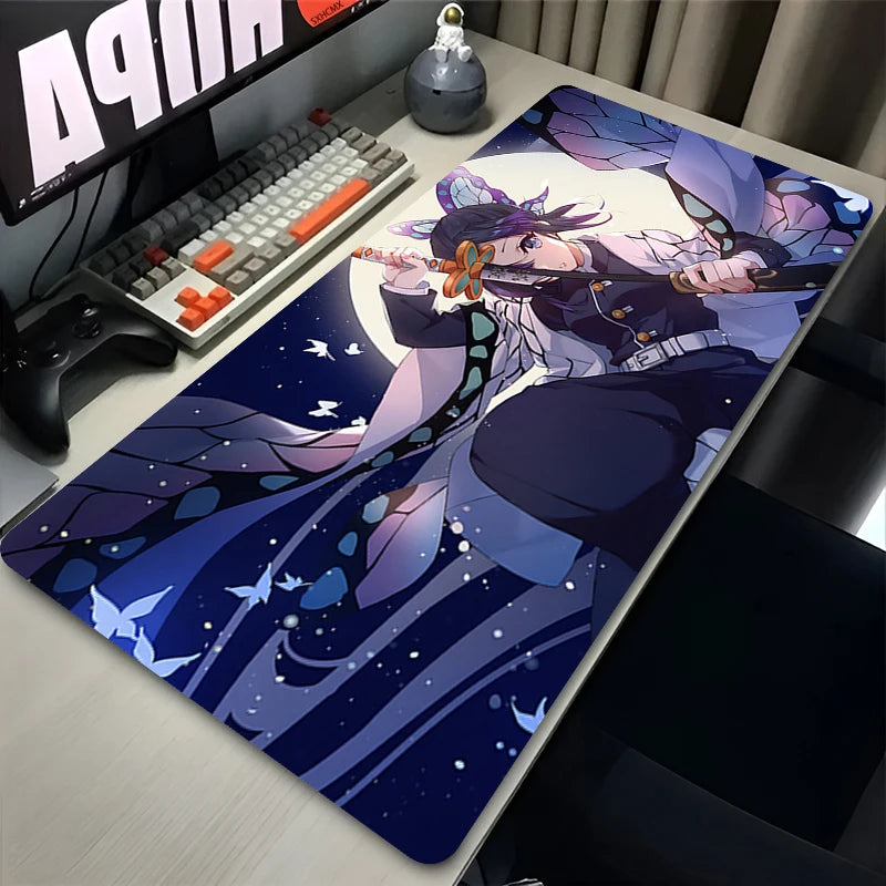 Mouse Pad XXL PC Purple Flower D-demon Slayer Desk Mat New Kochou Shinobu Mousepad Laptop Anime Girl Gamer Cabinet Keyboard Rug