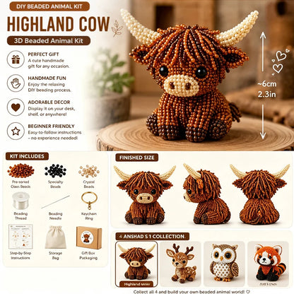 DIY 3D Animals Bead Embroidery Set with Colorful Beads Beadwork Crafts Kit for Home Studio Teens Girls Women Enthusiasts