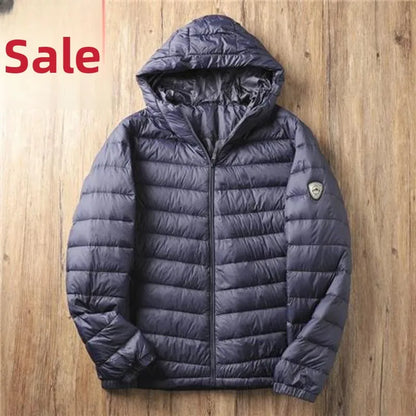 Lightweight Casual Hooded down Jacket Short Pure Color Men's Cotton Coat Warm Stylish Slim Fit Regular Length Spring Season