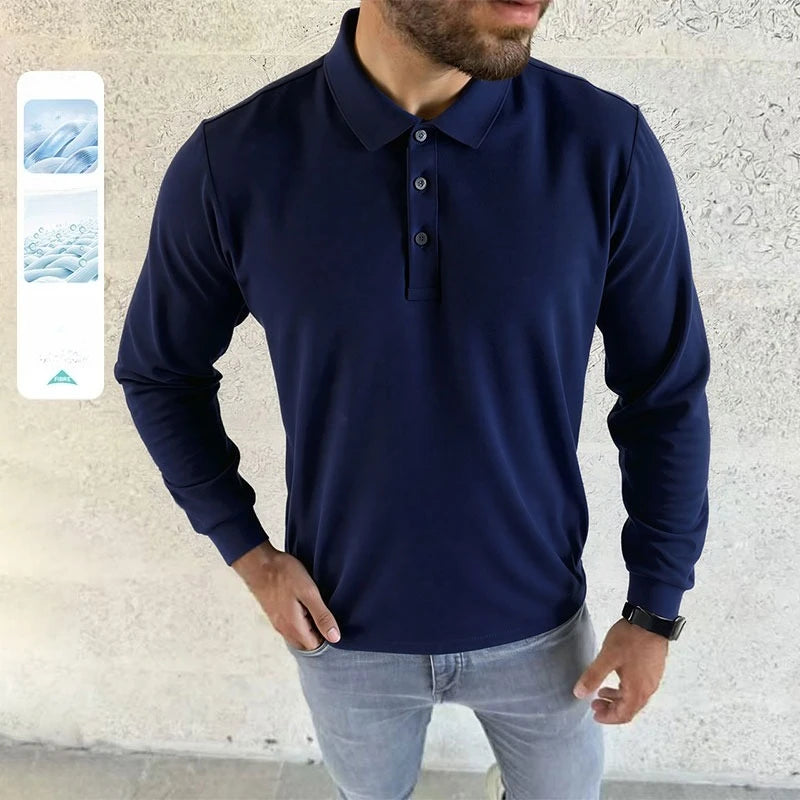 2026 Autumn Long Sleeve POLO Shirts Man High-quality Turn-down Collar Breathable Base Shirt Casual Work Golf Shirts Male Tops