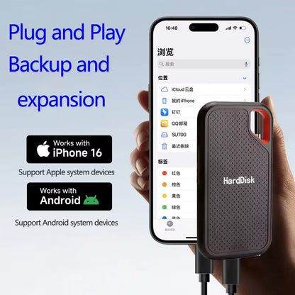 High-speed External Hd 2TB High-quality Hard Drive 128TB 64TB Portable SSD USB3.1 Solid State Disk for Mac/ Pc/Laptops/Phones
