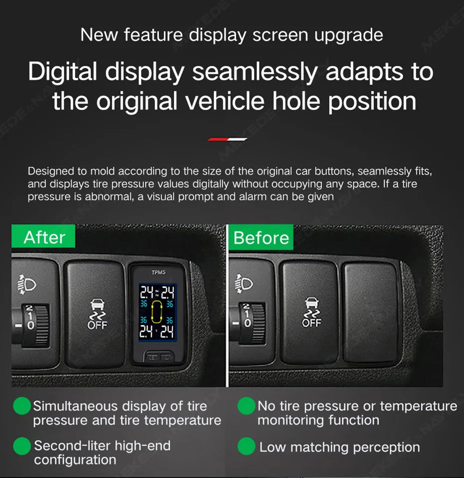 NaviFly Smart Car TPMS Tyre Pressure Sensor Monitoring System For Toyota Series Digital LCD Tire Display 4Pcs External Internal