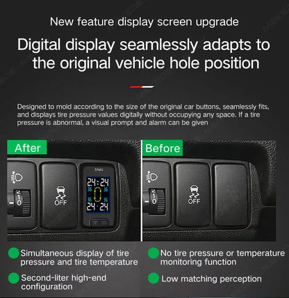 NaviFly Smart Car TPMS Tyre Pressure Sensor Monitoring System For Toyota Series Digital LCD Tire Display 4Pcs External Internal
