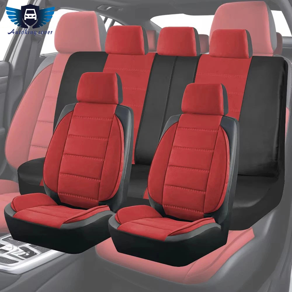 NEW Car Seat Covers Suede and Leather Stitching Seat Covers Universal Size Fit for Car SUV Truck Vans Accessories Interior