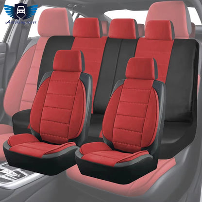 NEW Car Seat Covers Suede and Leather Stitching Seat Covers Universal Size Fit for Car SUV Truck Vans Accessories Interior