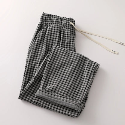 Comfortable Men's Plaid Velvet Sleep Pants Loose Straight Leg Long Pants Warm Cozy Autumn Winter Home Clothes Coral Velvet Fa...