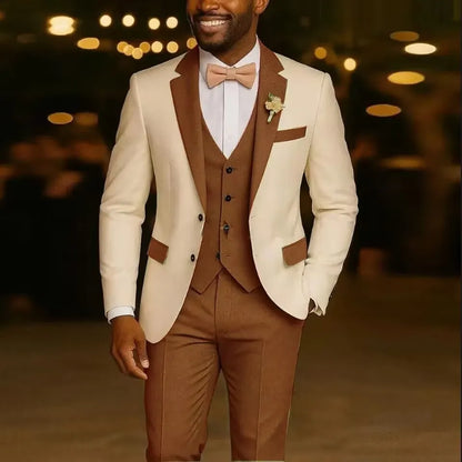 Wedding Men Suits 2 Pieces Notched Lapel Single Breasted Prom Suit for Man Tuxedo Slim Fit Blzer Jacket+Vest+Pants Customized