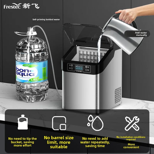 220V Newfly Portable Ice Maker Small Automatic Square Ice Cube Machine for Home Use