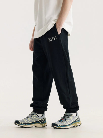 Kith Halloween Limited Embroidered Logo Sweatpants Heavyweight Loopback Fabric Sports Trousers Cuffed Pants for Men And Women
