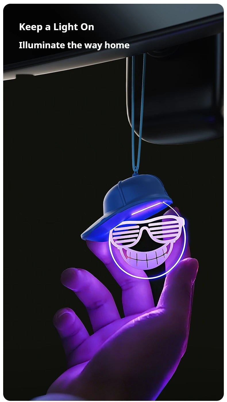 Creative Retro Car Pendant, Luminous Light Bulb Hanging Decoration, High-end Auto Atmosphere Light, Rearview Mirror Decor