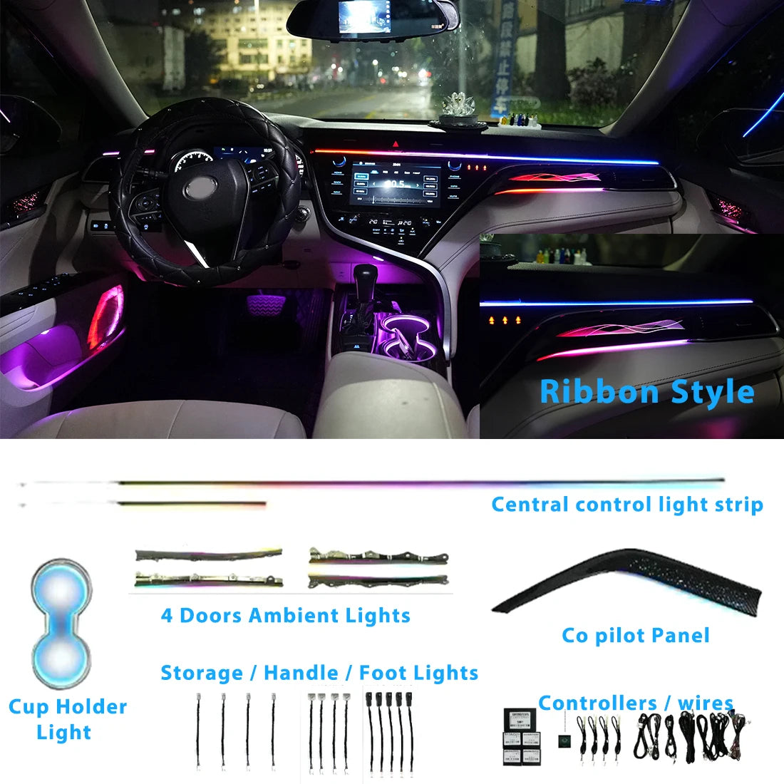For Toyota Camry 2018 2019 2020 2021 2022 2023 Ambient Light LED Atmosphere Lamps Car Interior Symphony RGB Starry Night Style