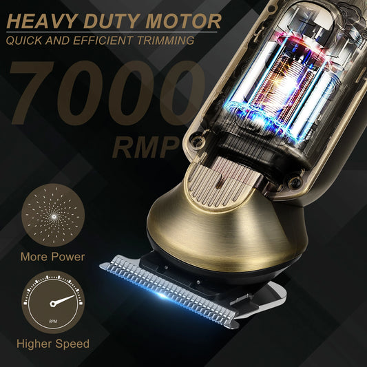 2PC Professional Hair Cutting Machine Cordless Beard Trimmer Electric Clipper for Men USB Rechargeable Barber Tool