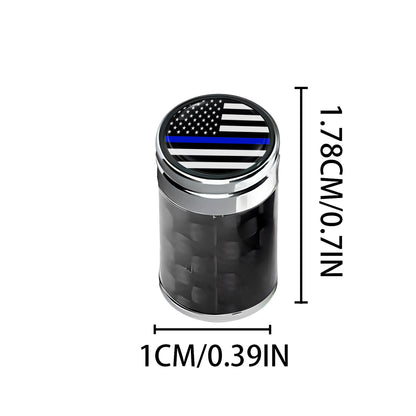 4pcs Carbon Fiber Thin Blue Line Tire Valve Caps, Wheel Decor for Car Accessories, Car Styling Parts