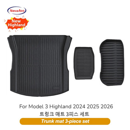 NovaAcc for Tesla Model Y Juniper 2025 2026 Model 3 Highland Floor Mats Trunk Mats Cargo Liners TPE All Weather Water Proof