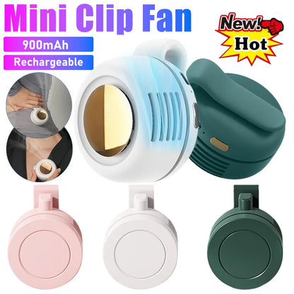 Mini Clip Fan Portable Neck Waist Fan Electric Air Cooling Fan 900mah USB Bladeless Fan Portable Air Cooler for Outdoor Home