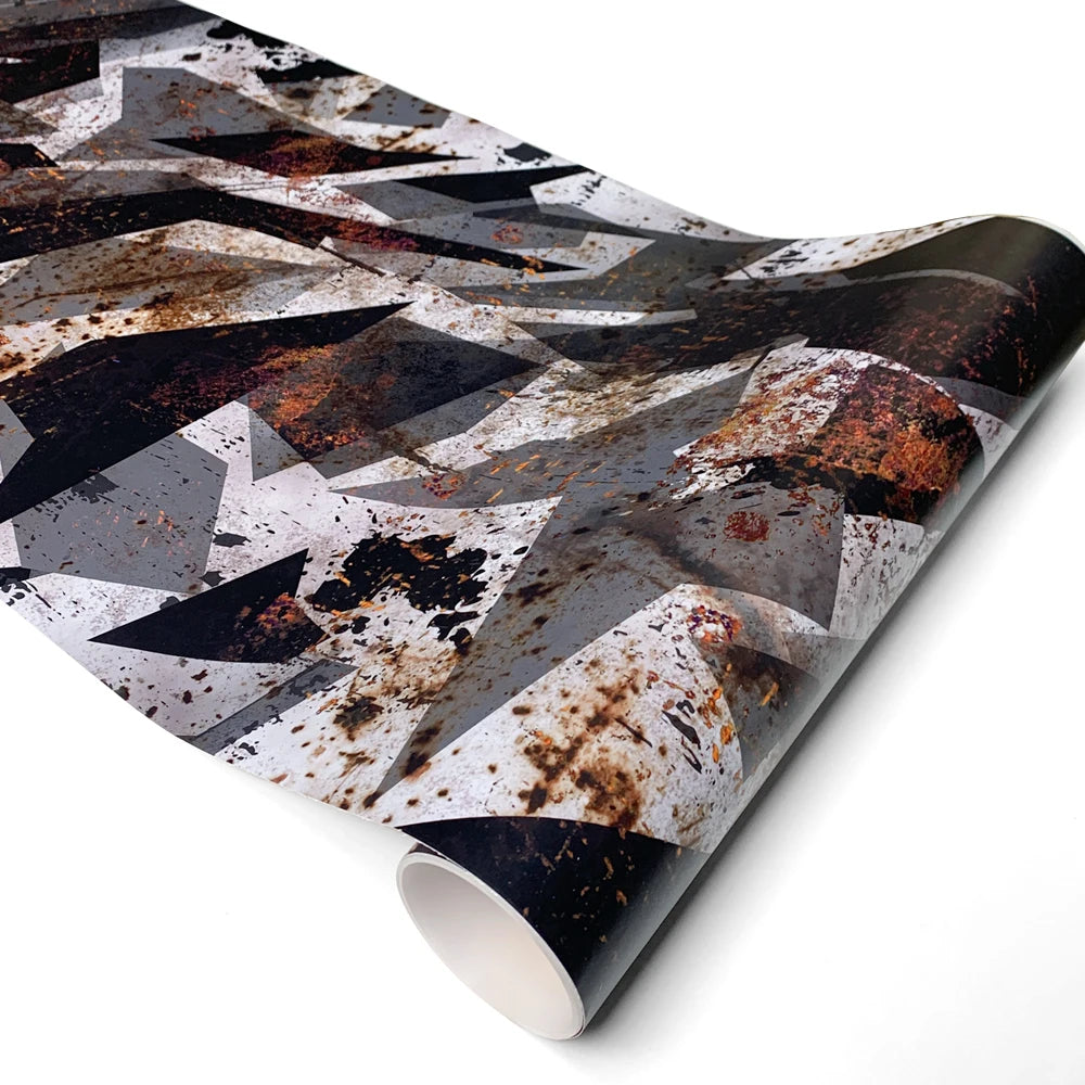 Camouflage Film Wrap Foil Car Sticker Motorcycle Stickers Vintage Rust Effect Vinyl Wrap Black Supplies Car Body Films Adhesive