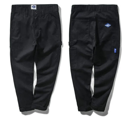 Slim Fit Workwear Trousers Casual Cotton Long Pants Men's Fashionable Youthful Style Embroidered Design Comfortable Leisure T...