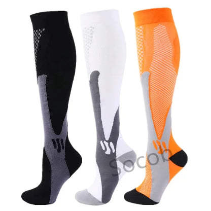3/6/7 Pairs Compression Socks Women Medical Edema Running Socks Men Knee Length Cycling Socks  Football Basketball Outdoor trave