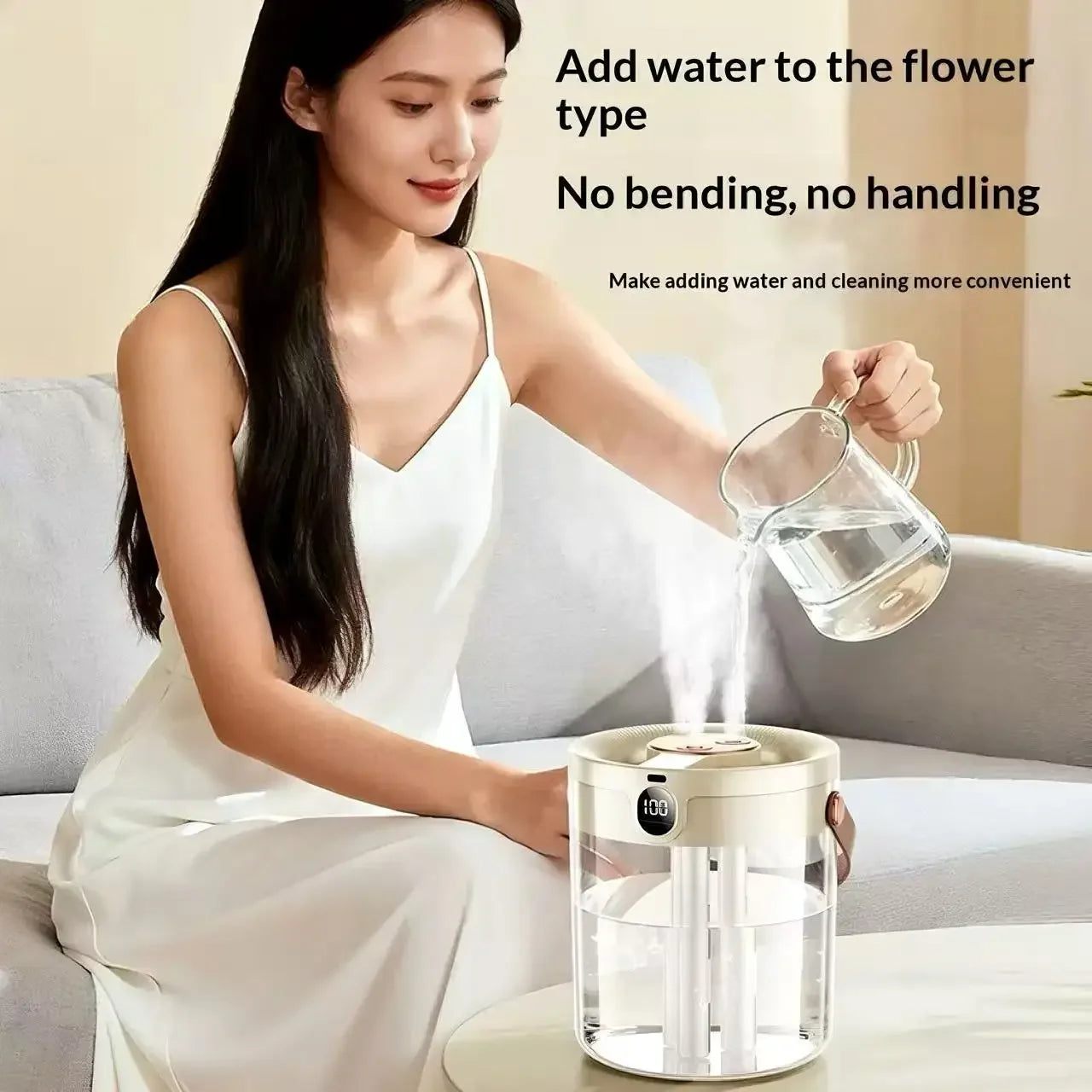 Rechargeable 3 Spray Humidifier Large Capacity Quiet Air Humidifier with Night Light Portable for Home Office Bedroom Desktop