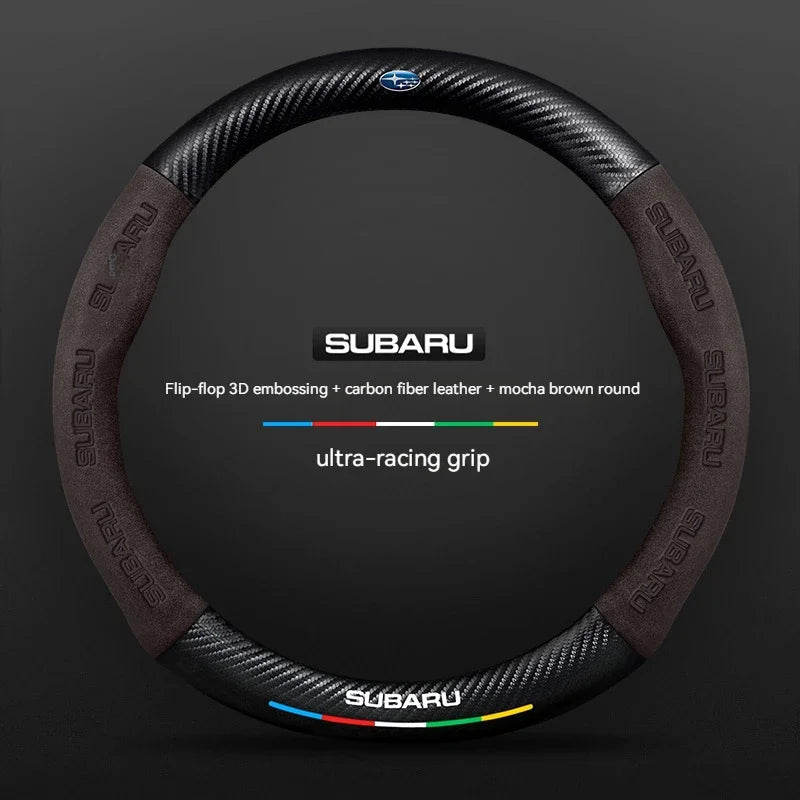 For Subaru STI Brz Wrx Xv Ascent Forester Outback Impreza Legacy Car Suede Carbon fiber Anti-slip Ventilate Steering Wheel Cover