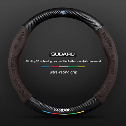 For Subaru STI Brz Wrx Xv Ascent Forester Outback Impreza Legacy Car Suede Carbon fiber Anti-slip Ventilate Steering Wheel Cover