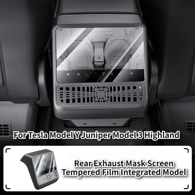 Rear Screen Tempered Film Protective Cover for Tesla Model Y Juniper Model 3 Highland 2025 Rear Air Vent Cover Car Accessories