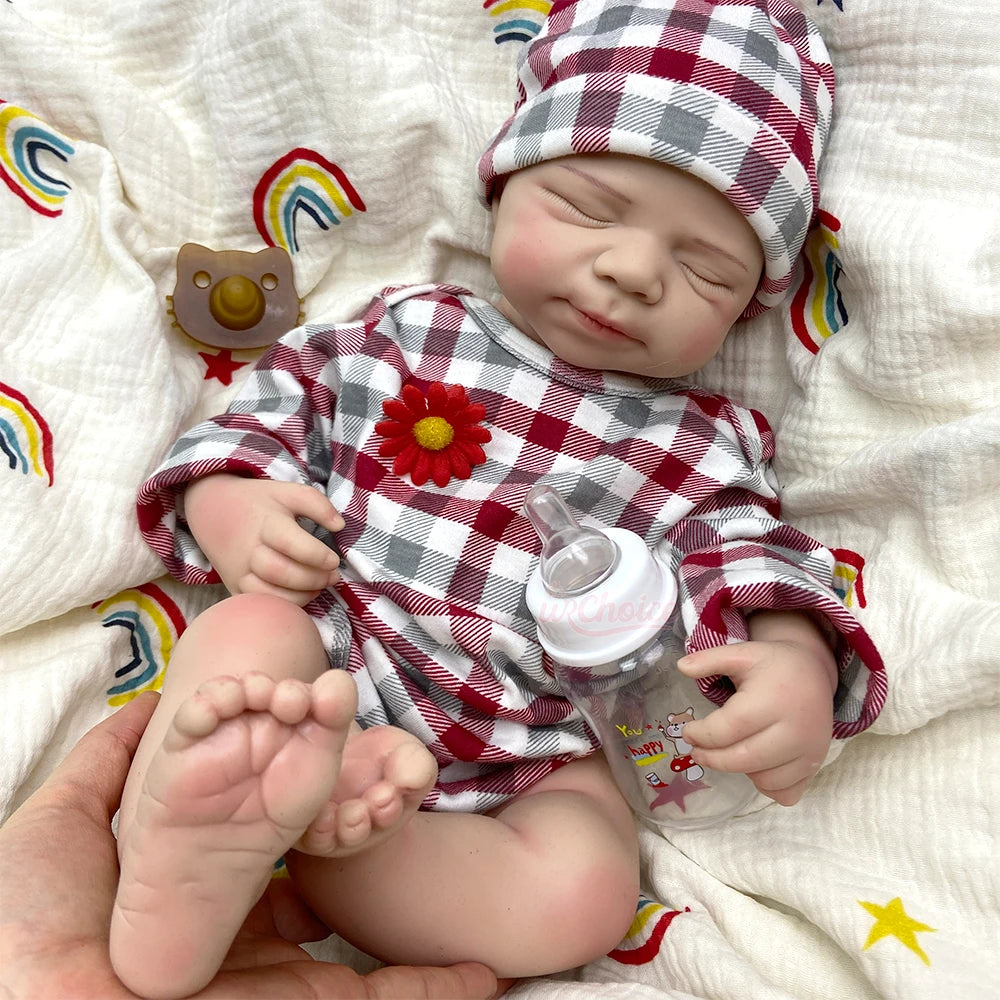 20Inch Hand-Painted Silicone Reborn Baby Girl/Boy Realistic Skin Texture Can Use Pacifiers Doll for Adult Collectors and Display