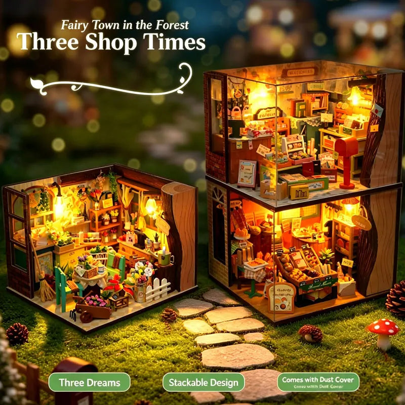DIY Miniature Dollhouse Kit 3D Wooden Puzzle Model With Furniture Dust Cover Handmade Craft Home Decor Birthday Gift for Adults