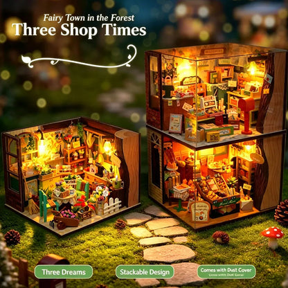 DIY Miniature Dollhouse Kit 3D Wooden Puzzle Model With Furniture Dust Cover Handmade Craft Home Decor Birthday Gift for Adults