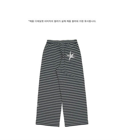 Unique Street Style Korean Lazy Star Embroidery Striped Sweatpants Casual Sporty Long Trousers for Women Straight Leg Pants