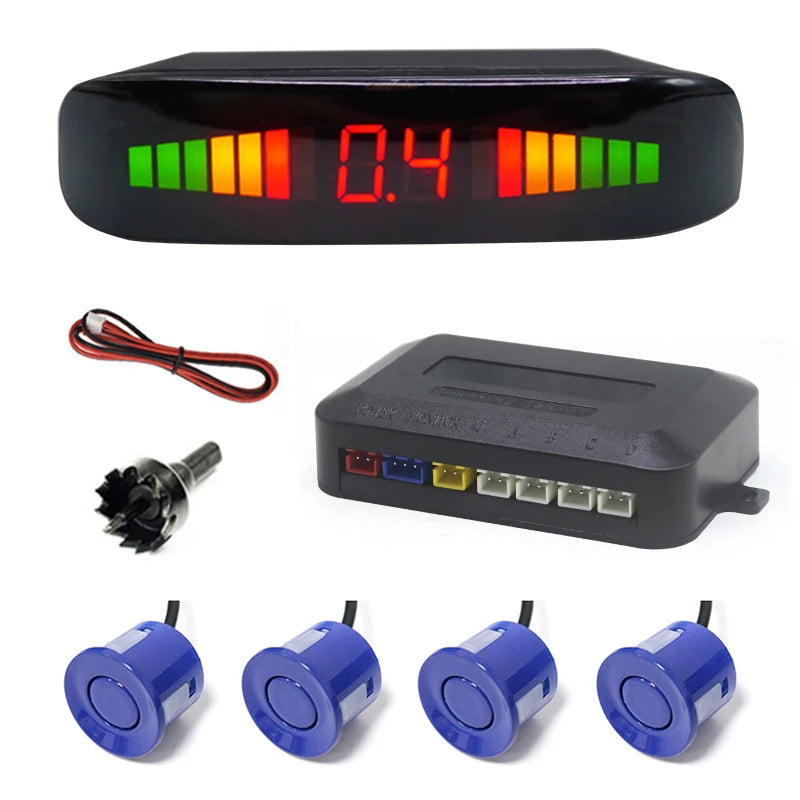 Car Parking Sensors Parking Kit LED Display 22mm 4 Sensors Backlight Reverse Backup Radar Monitoring System 6 Colors 12V