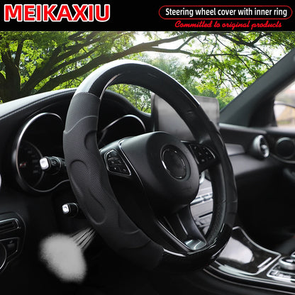 1 crystal carbon fiber three-dimensional lamb skin breathable skin car with inner ring steering wheel cover for women