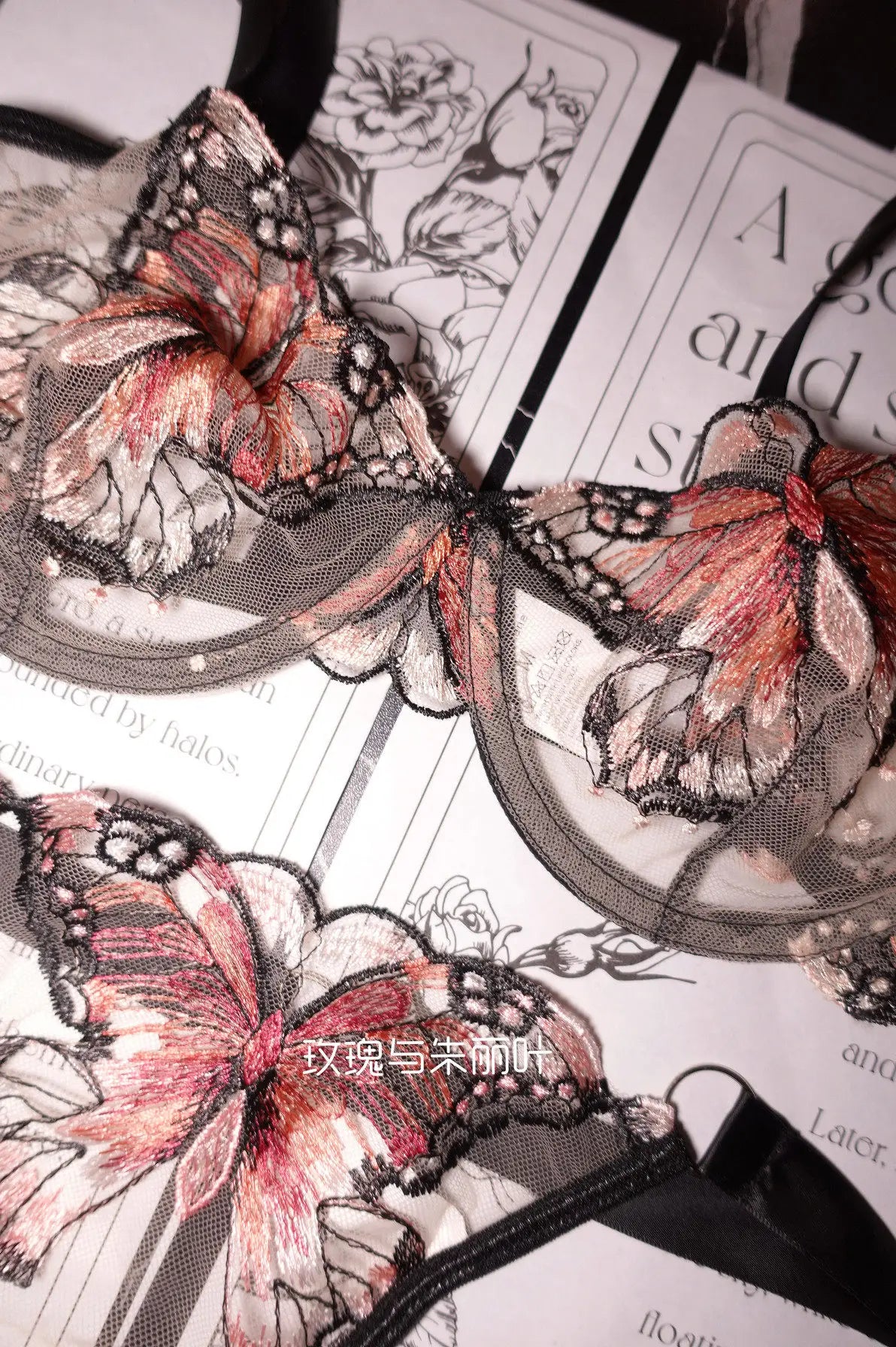 Ultra-Thin Sexy Lace Sheer Lingerie Set For Women French Butterfly Embroidery Push Up Bra Soft Underwire Support Date Night Wear