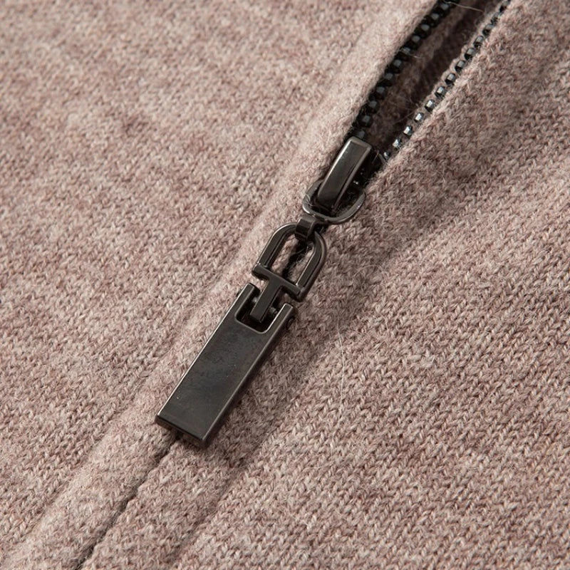 100% Australian Merino Wool Sweater, 350g Thickened High-Neck Zip-Up, Thermal Breathable