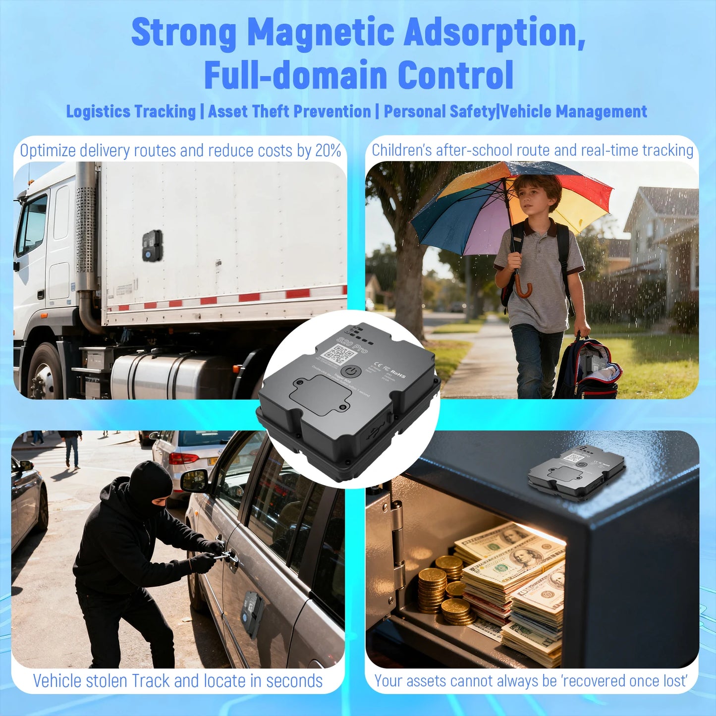 Car Waterproof GPS Tracker 7500mAh Battery Magnet IP67 Real-Time 30 Days Subscription Required With Free SIM Card