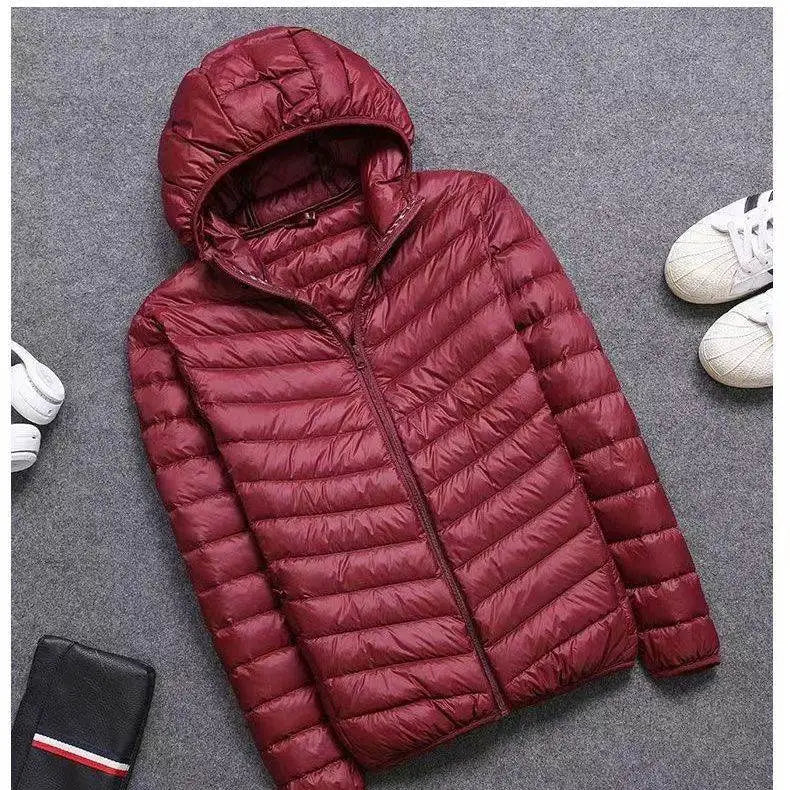 Lightweight Casual Hooded down Jacket Short Pure Color Men's Cotton Coat Warm Stylish Slim Fit Regular Length Spring Season