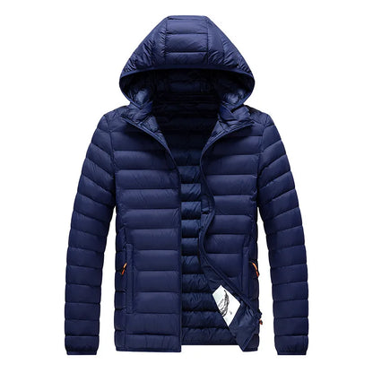 8XL Men's autumn and winter waterproof down jacket, jacket, overcoat, net, hooded casual wear, outdoor wear, hat clothing, men's
