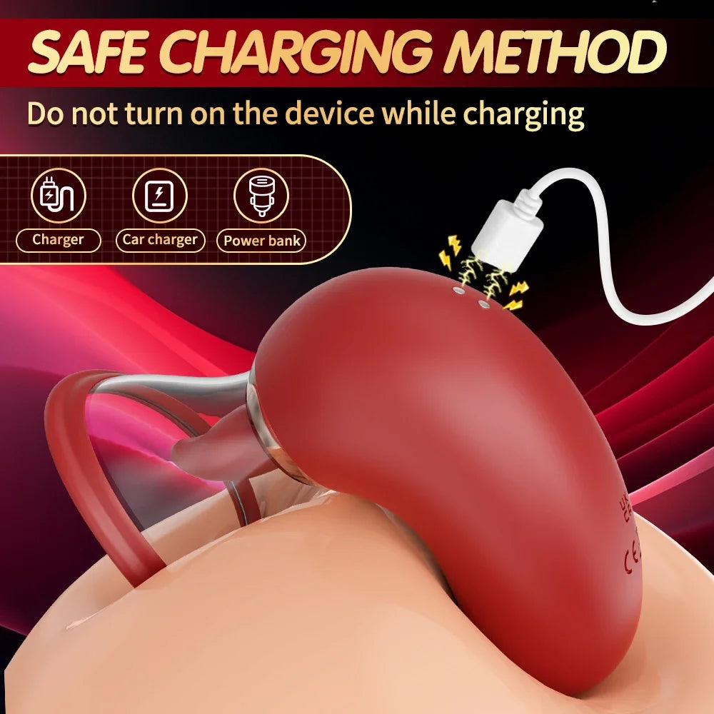 Tongue Licking Vacuum Sucking Vibrator for Women Clit Sucker Nipples Breast Massager Removable Cup Female Masturbation Sex Toy