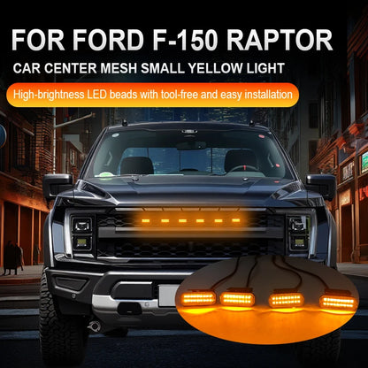 LED Car Lights Front LED Grille Lights With Harness Eagle Eye Lamp FOR FORD F-150 RAPTOR center mesh small yellow light