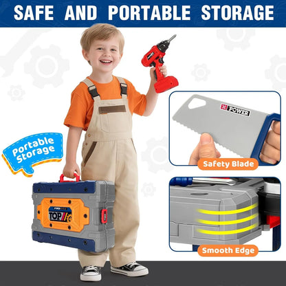 Kids Tool Bench Set with Drill and Realistic Tools, Construction Workbench Playset Toy for Toddler 3+, Easy Set up, Kids Boy Toy
