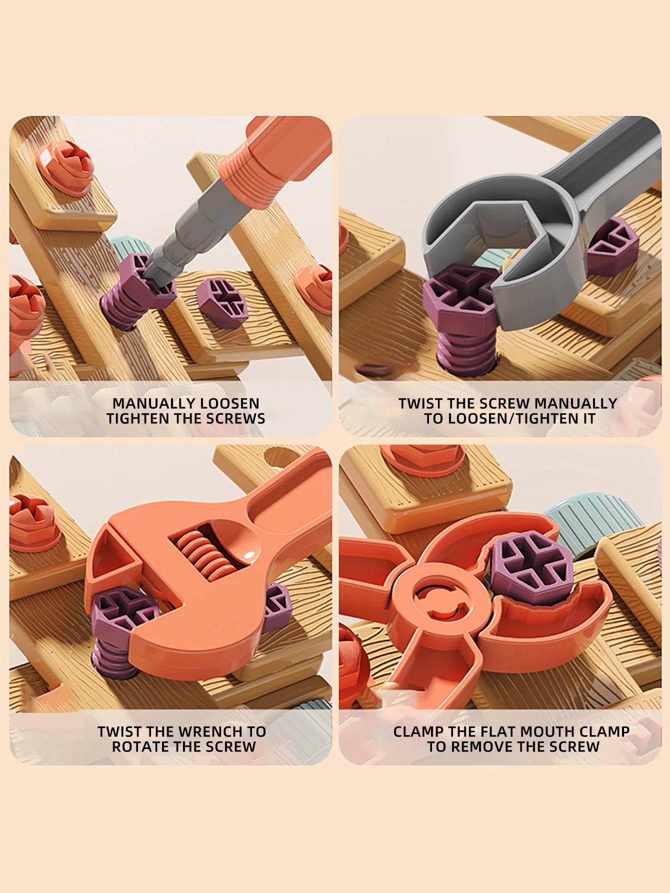 Kids Tool Set DIY Nut Assembly Puzzle Simulated Screwing Toolbox Early Educational Disassembly Repair Kit STEM Montessori Toys
