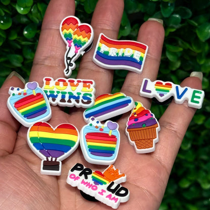 10-100pcs Designer Rainbow Style Shoe Charms DIY Garden Shoe Accessories Decorations for Woman Kids Birthday Gift
