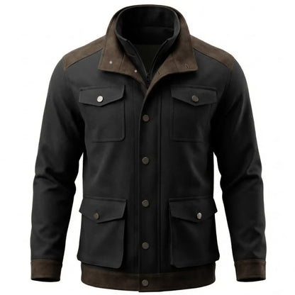 New Denim Men's Jacket Multi-pocket Fake Two Coats Denim Contrast Jacket Suede Matching Design Men's Streetwear Men's Denim Top